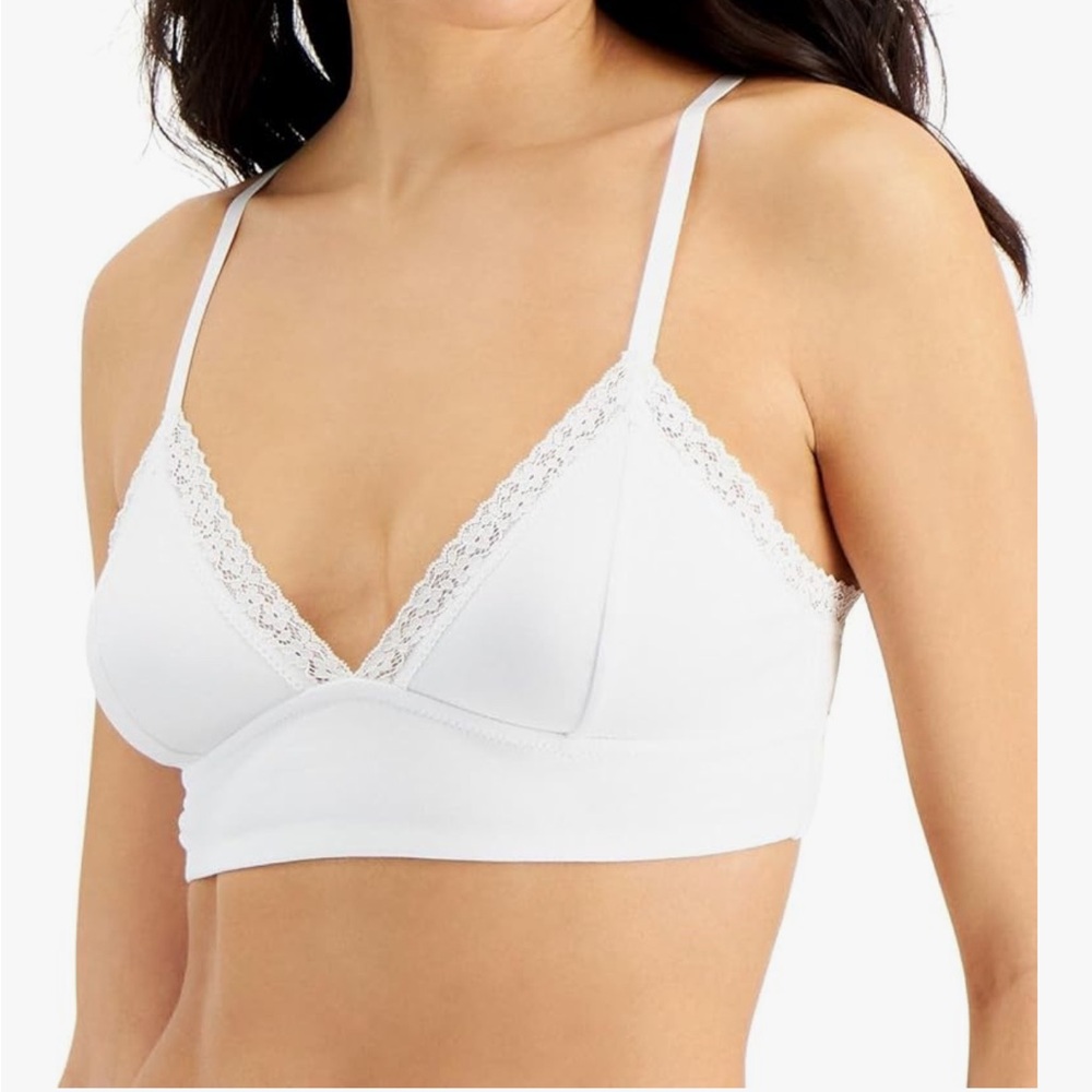 White Lace Trim Bralette Size Large